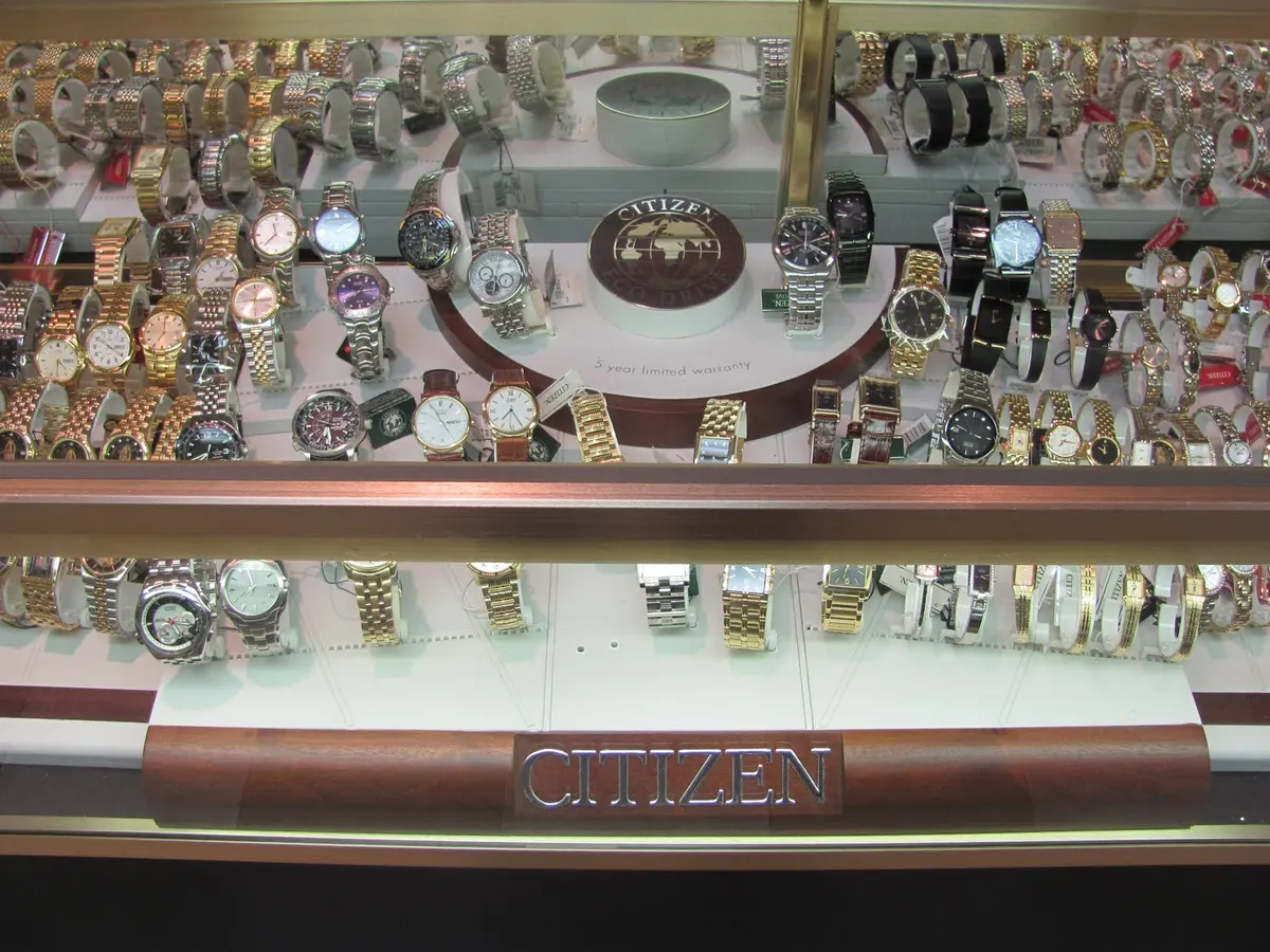 A display case of Citizen watches at Tito's Jewelry